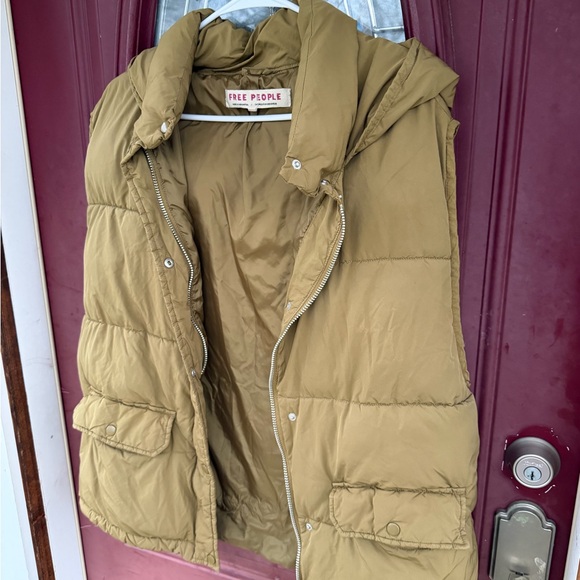 Free People Men's Olive Green Hooded Puffer Jacket - Picture 3 of 5